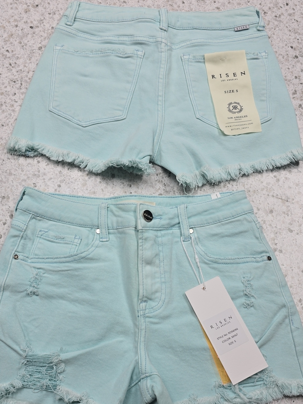 Risen Frayed Hem Women's Shorts - Mint